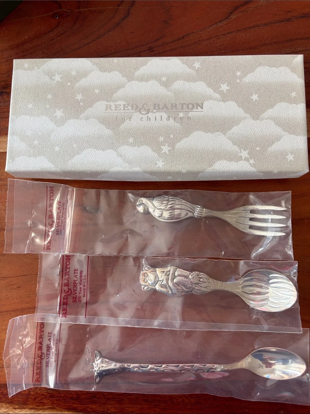 MINT Reed & Barton Silver SAFARI Baby Child Flatware Set New In Box Sealed